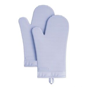 KITCHENAID Ribbed Soft Silicone Oven Mitt 2-Pack Set, 7.5"X13", Lavender Cream
